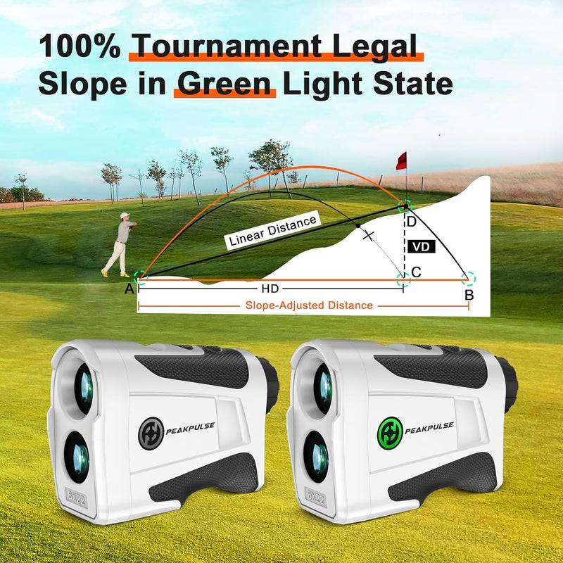 PEAKPULSE 1200 1700 Yards Golf Rangefinder Slope Magnetic Rechargeable 6X Magnification Laser Distance Range Finders Flag Pole Locked Vibration Golfer Accessories - Image 5